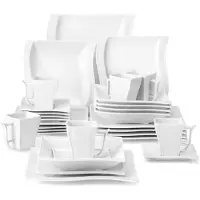 Happyment Essenza Exquisite Bordenset – 6 persoons – Wit Keramisch – Dinerborden – Ontbijtborden