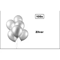 Partyxplosion 100x Ballonnen zilver metalic 28cm - Carnaval thema feest party oud en nieuw