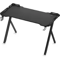 ACXIN Gaming Bureau - Y-Frame met RGB LED Verlichting - Ergonomisch Computerbureau met Carbon Fiber Blad, Bekerhouder en Koptelefoonhaak - 120x60x75 cm - Zwart