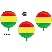 Partyxplosion 3x Folieballon rood/geel/groen (45 cm) - Carnaval - Thema feest verjaardag festival party fun folie ballon