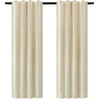 Happyment Gordijnen Set van 2 - Lichtdoorlatend & Isolerend - Beige - met Plooiband - Gordijn - 140x270 cm - Fluweel - Black friday - Kerstcadeau