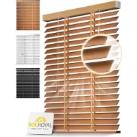 Sol Royal BE5 – Houten Jaloezieen Eikenhout 50 mm Lamellen Extra Breed – 150x180 cm – Eenvoudige Montage aan Muur & Plafond – Echt Hout – Rolgordijn Raam & Deur