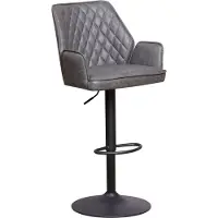Happyment Barkruk Divo - Met rugleuning en armleuning - Antraciet - Modern Design - Voetsteun - Voor Keuken en Bar - Set van 1 - Microvezel