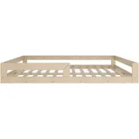 Need Sleep Montessori Bed Kinder Vloerbed 140x200 cm - Naturel Hout - Lattenbodem Laag Kinderbed - met Uitvalbescherming - Peuterbed Jongens Meisjes – Bed voor Kinderen