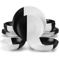 Happyment Sorella Rechthoekige bakken - 32 delig - Classy white - Dinerborden - Bordenset - Diepe borden - Ontbijtborden - Servies - Keukenservies