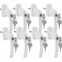 Happiq Inline Raamgreep Fioren - 8 stuks - Universele Espag Sleutel met Vergrendeling voor Afsluitbare Dubbele Beglazing - Vervangende Aluminium Raamgrepen - Wit