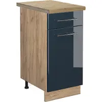Vicco Fame-Line Keukenkasten – 40 cm, WB Eik Donkerblauw hoogglans