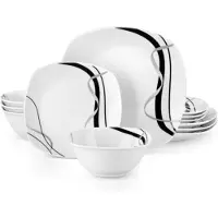 Happyment Valenza Serviesset - 24 delig - 8 persoons - Zebra - Dinerborden - Bordenset - Diepe borden - Ontbijtborden - Servies - Keukenservies