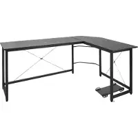 Happyment L-vormig Hoekbureau Tavien - Voor Thuiswerk, Gaming of Kantoor - Ruimtelijk Workstation met PC & Laptopruimte - 167 cm - Zwart