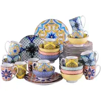 Happyment Serenico Serviesset Azzuro - 48 delig - 12 persoons - Mozaïek - Dinerborden - Bordenset - Diepe borden - Ontbijtborden - Servies - Keukenservies