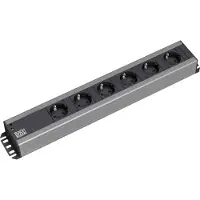 Bachmann stekkerdoos 6x geaard contact, 19-inch rack-compatibel, 2 m