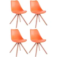 CLP Toulouse Set van 4 stoelen - Vierkant - Kunstleer oranje natura