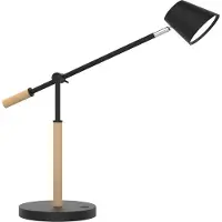 Unilux LED tafellamp VICKY, 9 W, 900 lm, 3000 K, 3 lichtsterktes, dimbaar, USB-oplaadfunctie, beukenhout & staal, zwart-beuken