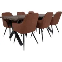 Ebuy24 Tony eethoek , 1 eetkamertafel en 6 eetkamerstoelen, bruin en eik.