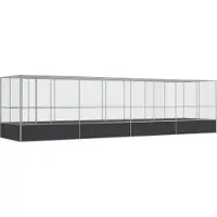 vidaXL Volière met verlengstuk 832x207x212 m staal zilverkleurig