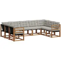vidaXL Buiten bank set 9 st Natuurlijk en Licht Grijs