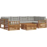 vidaXL Buiten bank set 7 st Natuurlijk en Licht Grijs