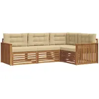 vidaXL Buiten bank set 4 st Natuurlijk en Beige