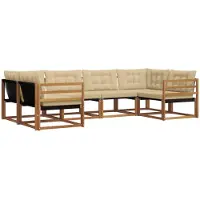 vidaXL Buiten bank set 6 st Natuurlijk en Beige