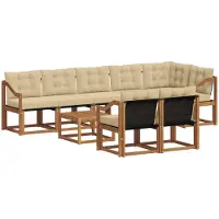 vidaXL Buiten bank set 9 st Natuurlijk en Beige