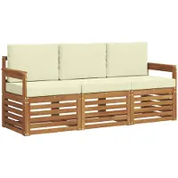 vidaXL Sofa-Sets 3 st Natuurlijk en Crème Massief Acacia Hout