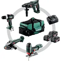 Metabo Combo Set 4.3 | Accu combiset 18V SB 18 LT BL + W 18 L 9-125 Quick + KH 18 LTX 24 + STA 18 LTX 100 in gereedschapstas (3x 4.0Ah accu + lader) - 685214000