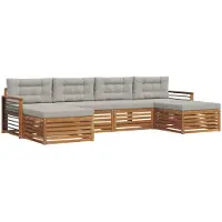 vidaXL Buiten bank set 6 st Naturel en lichtgrijs Massief Acacia Hout