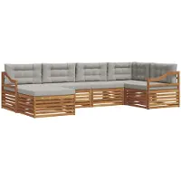 vidaXL Buiten bank set 6 st Natuurlijk en Licht Grijs