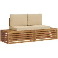 vidaXL 2 st Buiten bank set Massief Acacia Hout en Polyester