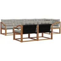 vidaXL Buiten bank set 7 st Naturel en lichtgrijs