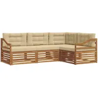 vidaXL Buiten bank set 4 st Natuurlijk en Beige