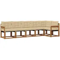 vidaXL Tuinset met 6 zitplaatsen, natuurlijke en beige kleuren