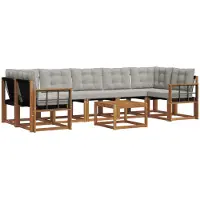 vidaXL Buiten bank set 8 st Natuurlijk en Licht Grijs