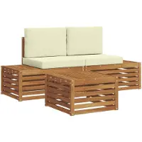 vidaXL Buiten bank set met kussen Natuurlijk en Crème 59 x 59 x 37 cm