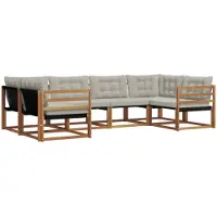 vidaXL Buiten bank set 6 st Naturel en lichtgrijs