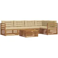 vidaXL Buiten bank set 6 st Natuurlijk en Beige