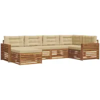 vidaXL Buiten bank set 6 st Natuurlijk en Beige