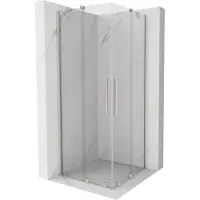 Mexen Velar Duo schuifdouchecabine 80 x 80 , transparant, geborsteld nikkel - 871-080-080-02-97