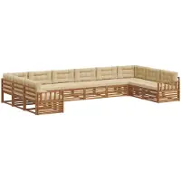 vidaXL Sofa-Sets 5 st Natuurlijk en Beige Massief Acacia Hout