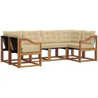 vidaXL Tuinset met 6 zitplaatsen, natuurlijke en beige kleuren