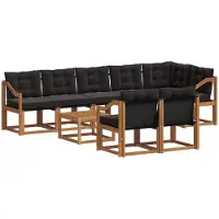 vidaXL Buiten bank set 9 st Natuurlijk en zwart
