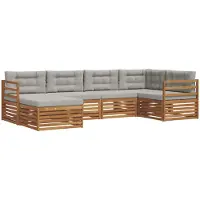 vidaXL Buiten bank set 6 st Natuurlijk en Licht Grijs