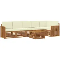 vidaXL Buiten bank set 7 st Natuurlijk en Crème Polyester
