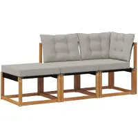 vidaXL 3 st Modulaire buitensofa-eenheden Natuurlijk en Licht Grijs