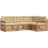 vidaXL Buiten bank set 4 st Natuurlijk en Beige