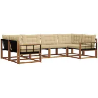 vidaXL Buiten bank set 6 st Natuurlijk en Beige