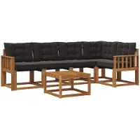 vidaXL Buiten bank set 6 st Naturel en Zwart