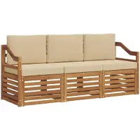 vidaXL Sofa-Sets 3 st Natuurlijk en Beige Massief Acacia Hout