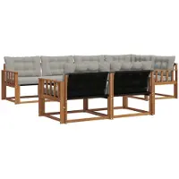 vidaXL Buiten bank set 7 st Naturel en lichtgrijs