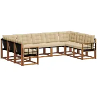 vidaXL Buiten bank set 9 st Natuurlijk en Beige